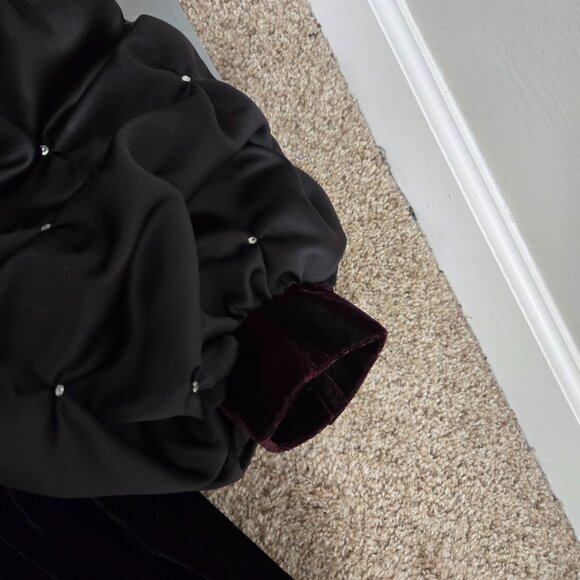 Sz S Late 70s-80s Vintage David Brown for Saks Black Velvet Zipup Gown/Maxi Coat - Picture 6 of 14